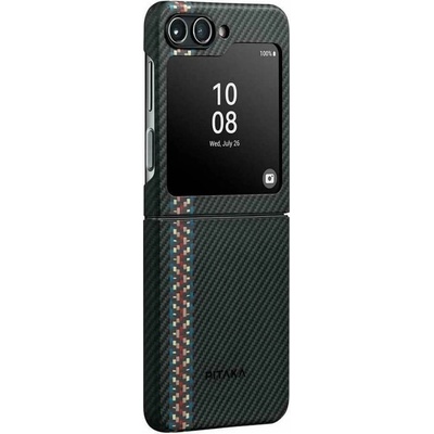 PITAKA Magsafe Калъф за Samsung Z Flip 5, Pitaka MagEZ 3 Rhapsody Case, Черен (FRFLIP5)