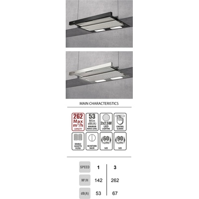 Lino FIT BK A90 Телескопичен аспиратор за вграждане черен (FIT BK A90)