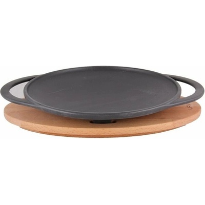 LAVA METAL Litinová pánev "wok" 28 cm s dřevěným podstavcem LVECOSK28T7K4