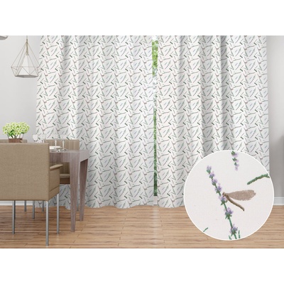 Biante Bavlněný závěs Sandra SA-560 Vážky a levandule na bílém 150x260 cm