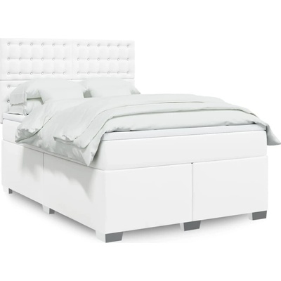 vidaXL 11461.3290729 Boxspring postel s matrací bílá umělá kůže