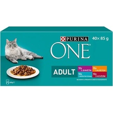 Purina ONE minifiletky s jahňacím morskými rybami kuraťom Hovädzím a zeleninou v šťave 40 x 85 g