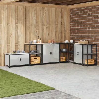 vidaXL Съхранение в кухнята с рафт Сребрист 60 x 50 x 92 см Стомана (874966)