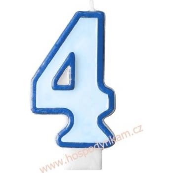 PartyDeco Narozeninová svíčka s číslem 4 modrá