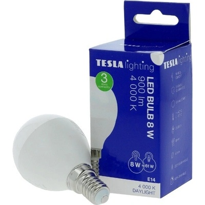 Tesla LED žiarovka miniglobe BULB E14, 8 W, denná biela MG140840-7