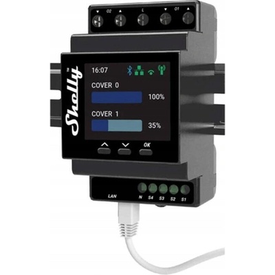 Ovládač na DIN lištu SHELLY PRO Dual Cover PM Wi-Fi