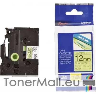 Brother Tape Black on Fluorescent Yellow Brother TZE-C31