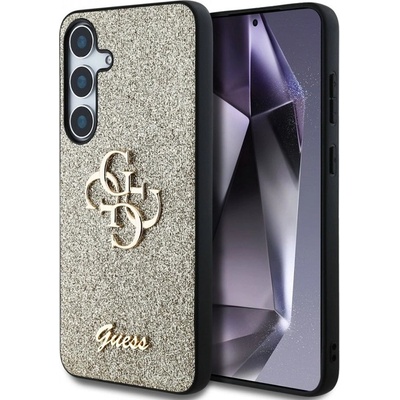 GUESS Калъф Guess - Glitter Fixed Metal Logo, Galaxy S25 Plus, златист (3666339449452)