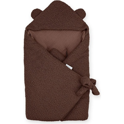 ALBERO MIO Dětská zavinovačka do autosedačky COTTON MUSLIN & BOUCLE hnědá