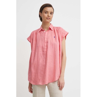 Ralph Lauren Ленена блуза Polo Ralph Lauren в розово с изчистен дизайн 211935131 (211935131)