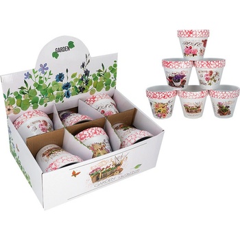 Керамична саксия с пръскан борд 8/13см (02-23481)