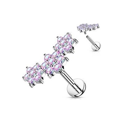 Šperky4U piercing do brady s kytičkami LB1102AB-1206