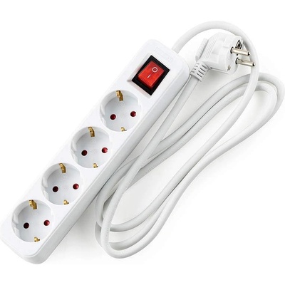 Muhler Електрически разклонител Muhler с ключ 4 гнезда и кабел 5 м