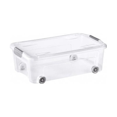 Tontarelli COMBI BOX CLIP 29,5L s víkem transparent, kolečka, clip stříbrný 8035665000