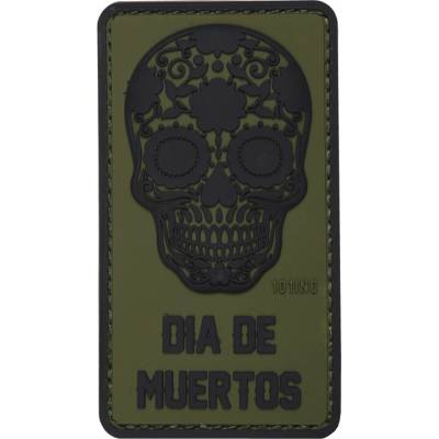 Gumená nášivka 101 Inc nápis Die de muertos - olivová