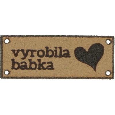 Štítok Vyrobila Babka hnedý 3,2 x 1,1 cm