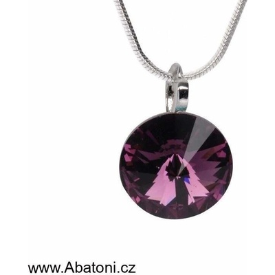 Swarovski Elements Stříbrný náhrdelník fialový kulatý 54001.3 Amethyst