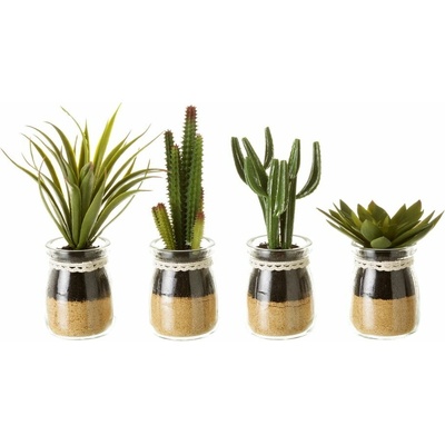Umelé rastliny v súprave 4 ks (výška 18 cm) Cactus – Casa Selección