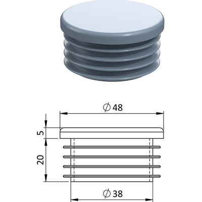 Vnitřní krytka kulatá ø 48 mm, plastová, šedá