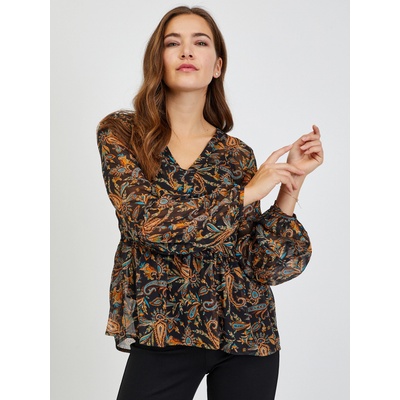 orsay Кафяво-черна дамска блуза с десен ORSAY Orsay | Cheren | ЖЕНИ | XS