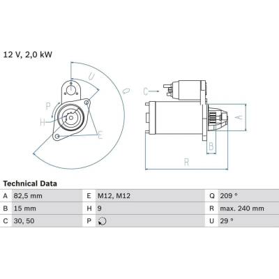 Startér BOSCH 0 986 021 610 (0986021610)