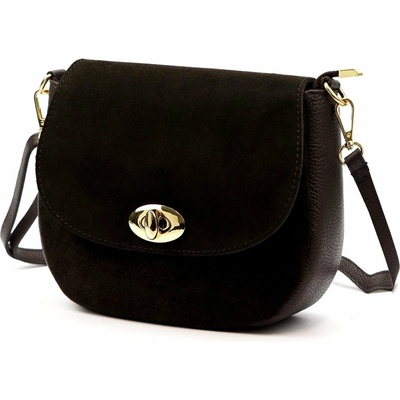 Luka dámska kožená crossbody kabelka tmavohnedá na rameno 26-040