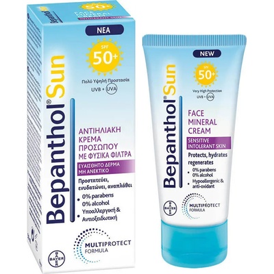 BAYER Слънцезащитен минерален крем за нетолерантна кожа , Bepanthol Sun For Sensitive Skin , SPF50+ 50ml