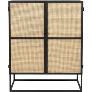 White Label Living Черен ратанов висок скрин 80x100 cm Guuji - White Label (4100068)