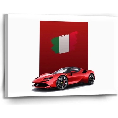 Sablio Obraz Ferrari Talianska vlajka na červenom bloku - 90x60 cm