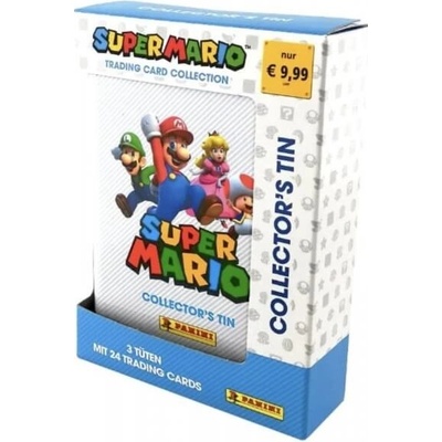 Panini Super Mario plechovka se 3 balíčky karet bielá