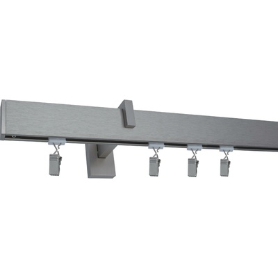 Kovovégarnýže Garnýže Square line modern plug broušený nerez Jednořadá, 101-150cm, jezdec s kovovou žabkou