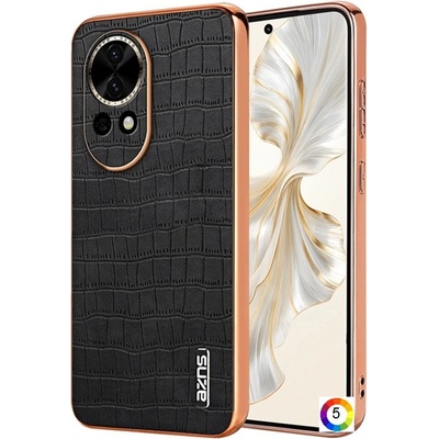 Huawei nova 13 AZNS Electroplated Frame Crocodile Texture Удароустойчив Кожен Калъф и Протектор