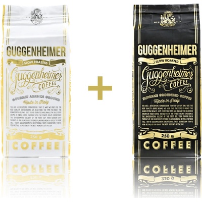 GUGGENHEIMER Mletá káva Gurmánská Arabica Supreme Blend Pražená extra pomalu málo hořkých látek Nejlepší pro moka konvičku a espresso 2 x 250 g