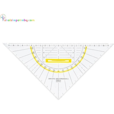 Aristo AR1555/4 trojuholník transparentný 25cm s rúčkou fazetou a atramentovými drážkami