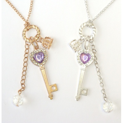 Fashion Jewerly Řetízek klíč k srdci s korunkou 1173