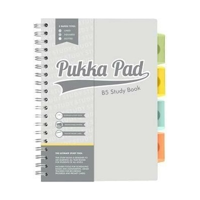 PUKKA PAD Spirálový sešit Study Book šedá B5