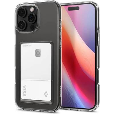 Spigen Калъф с Джоб за Карти за iPhone 16 Pro, Spigen Crystal Slot Case, Прозрачен (ACS08144)