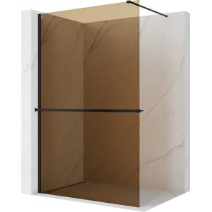 Mexen Kioto+ преграда за душ с рафт Walk-in 140 x 200 см, бронз 8 мм, черна - 800-140-121-70-32 (800-140-121-70-32)