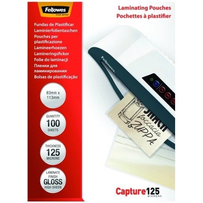 Fellowes Ламиниращо фолио FELLOWES 83x113 mm 125 микрона гланц 100/som 5307101 (5307101)