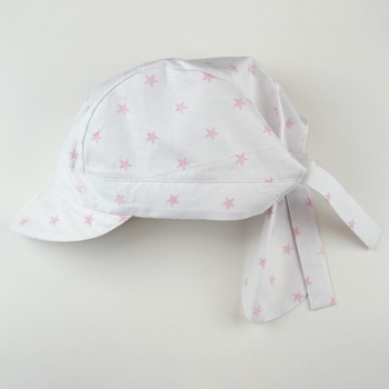 AVE Strážnice detská šatka na hlavu so šiltom Bílá / světle růžová
