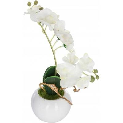 Atmosphera Bílá umělá orchidej ve květináči, 25 cm