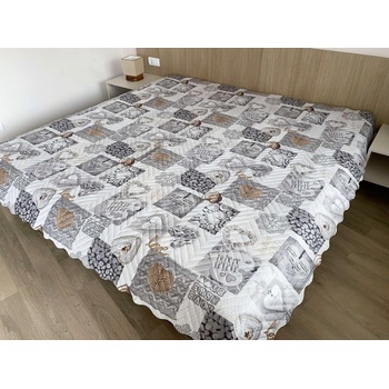 Image 1 of GoHome Двулицево шалте - Сиви цветя/Сив