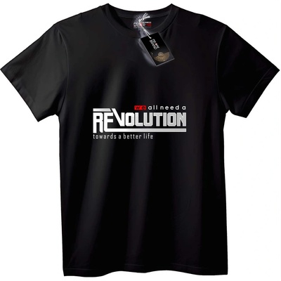 NOONEBRAND Тениска Нужна ни е революция - XS, Black