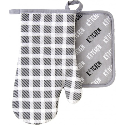 Kuchyňský SET rukavice/chňapka COCINE šedá 18x30 cm/20X20 cm ESSEX, 100% bavlna