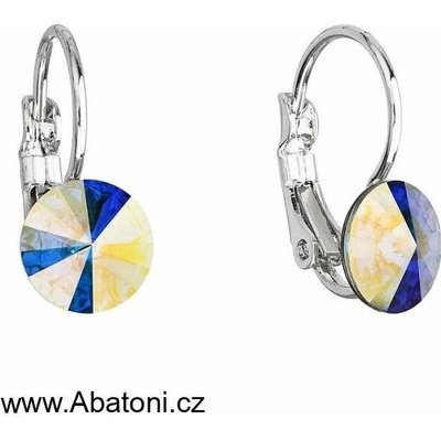 Swarovski Elements Rivoli vlepený krystal Dětské Ocelové náušnice visací bílé duhové kulaté 51031.2 Crystal AB bílá křišťálová duhová měňavá