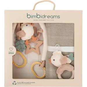 Bimbidreams Подаръчен комплект Bimbidreams - Chicks, бебешко одеяло и играчка, Green (8435629214279) - ozone