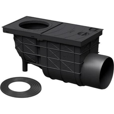 Likov Geiger s boční výpustí lapač splavenin 100 mm černý