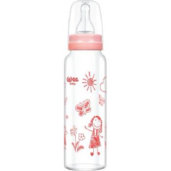 Wee Baby Бебешко шише от топлоустойчиво стъкло Wee Baby Classic, 240 ml, розово (772)