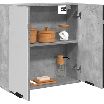 vidaXL Огледален шкаф за баня Бетон сив Инженерна дървесина (856939)