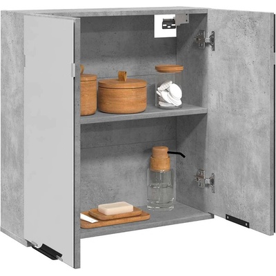 vidaXL Огледален шкаф за баня Бетон сив Инженерна дървесина (856939)